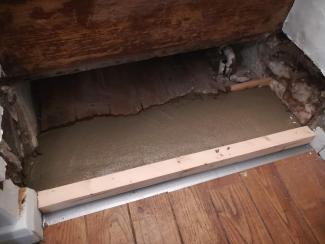 Réparation du sol après démontage et scellement des nouveaux points d’encrage